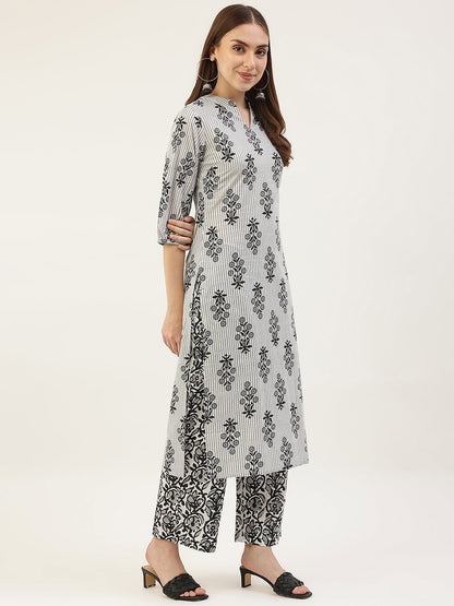 Women's White Pure Cotton Kurta With Pant And Dupatta