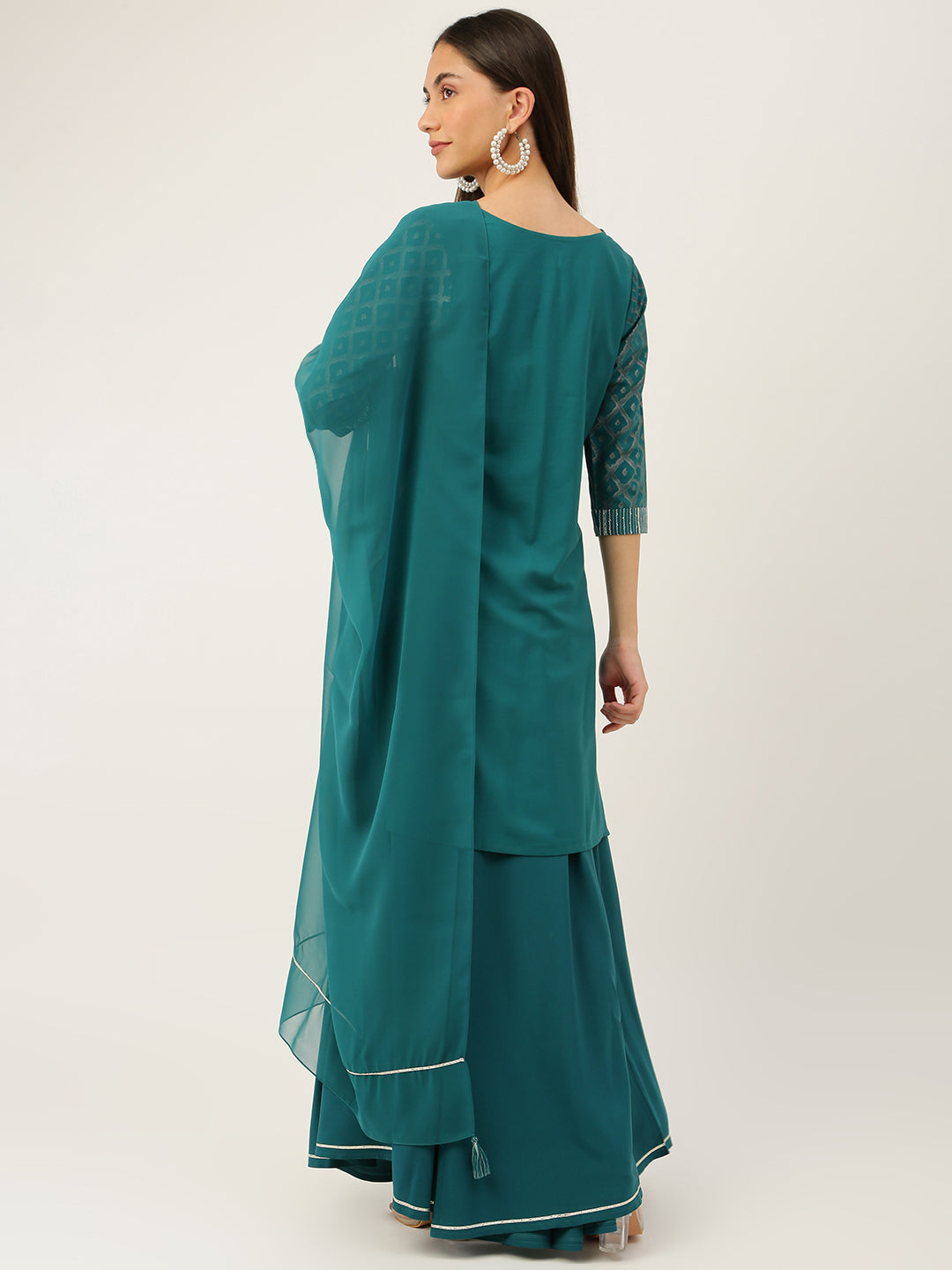 Women's Crepe Straight Kurti Skirt With Dupatta