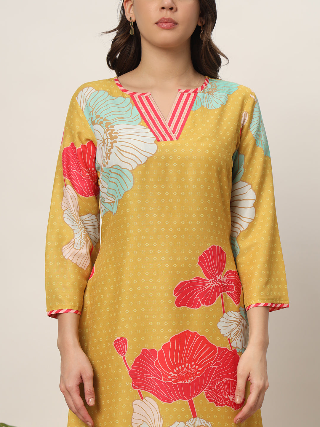 Women's Yellow Cotton Blend Kurta and Palazzo Set