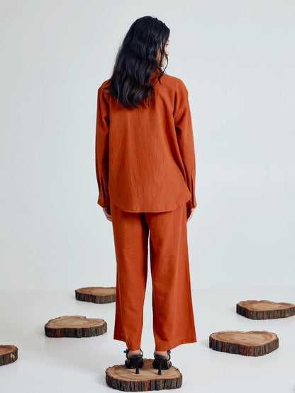 Dhiyona FL Women’s Rust Linen Blend Co ord Set