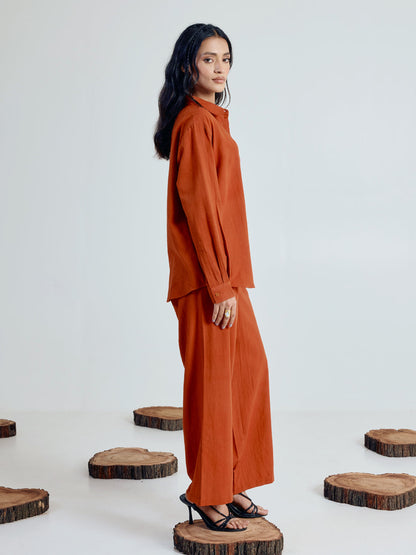 Dhiyona FL Women’s Rust Linen Blend Co ord Set