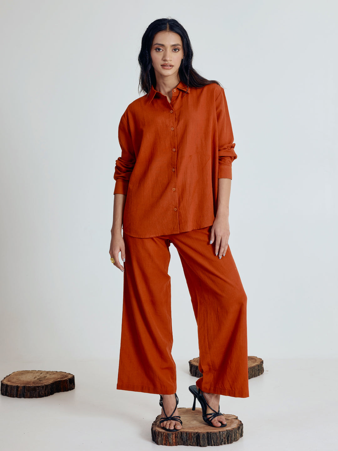 Dhiyona FL Women’s Rust Linen Blend Co ord Set