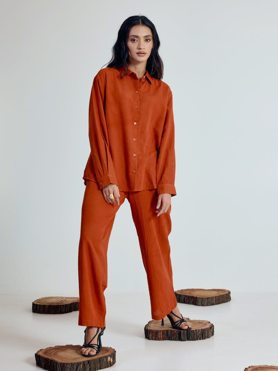 Dhiyona FL Women’s Rust Linen Blend Co ord Set