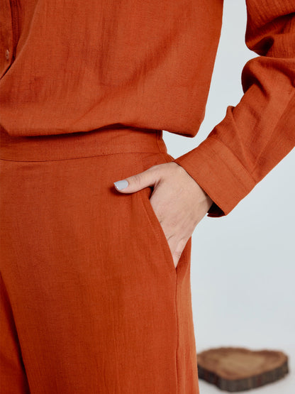 Dhiyona FL Women’s Rust Linen Blend Co ord Set