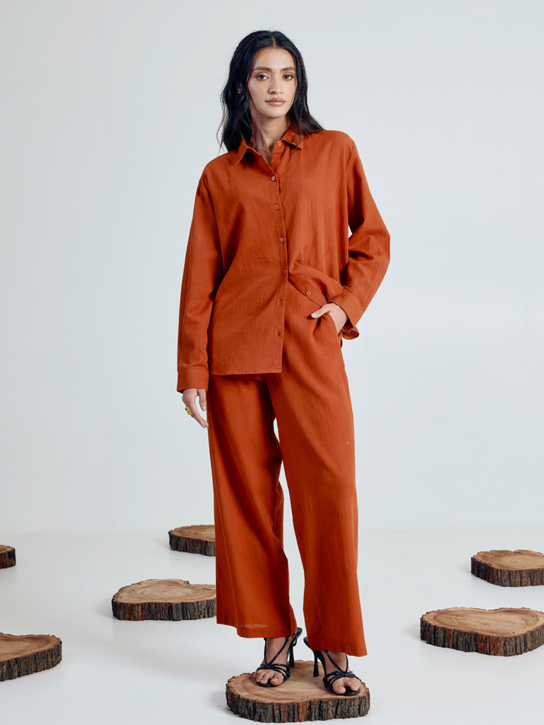 Dhiyona FL Women’s Rust Linen Blend Co ord Set