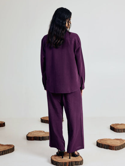 Dhiyona FL Women’s Wine Linen Blend Co ord Set