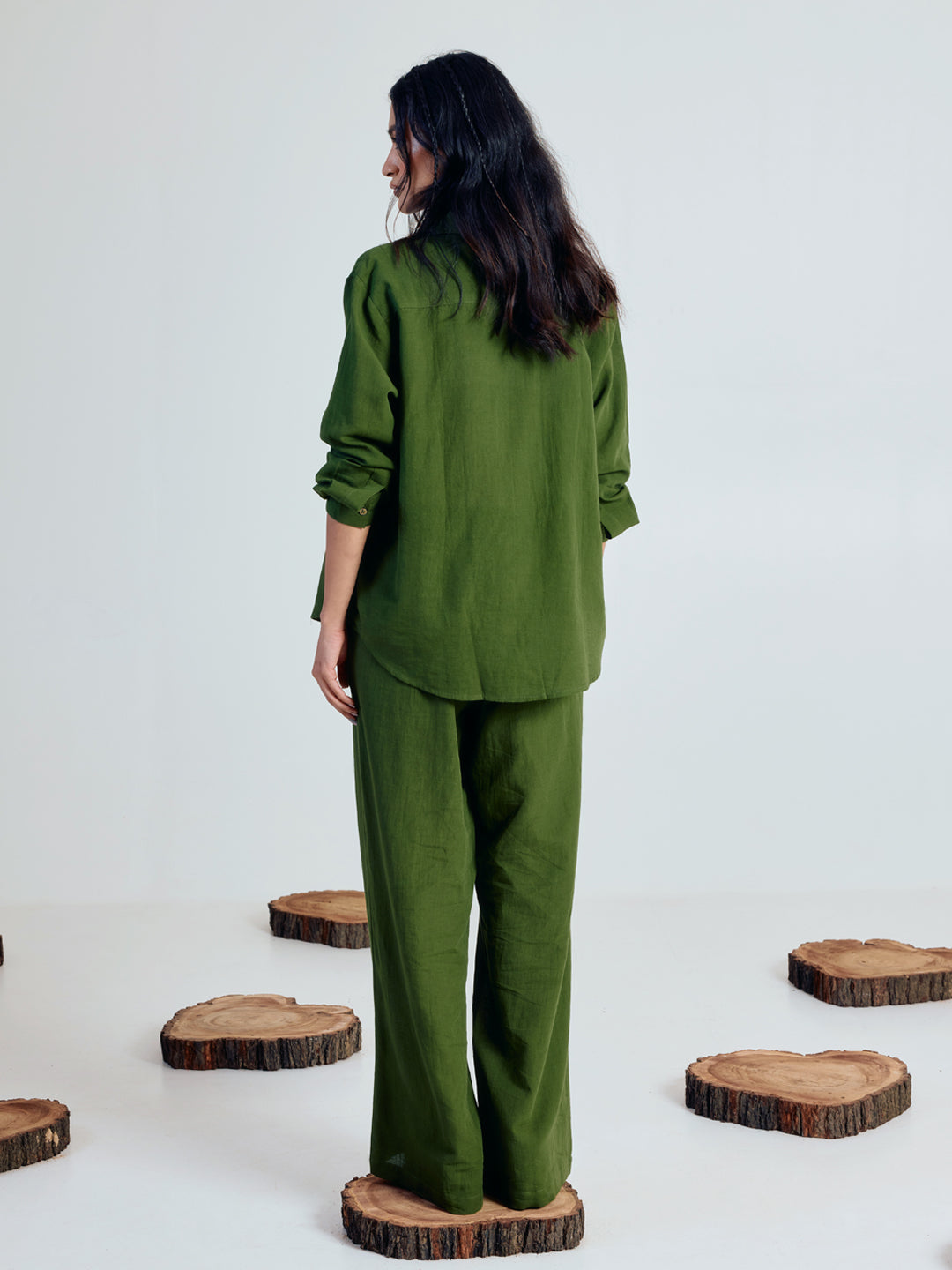 Dhiyona FL Women’s Green Linen Blend Co ord Set