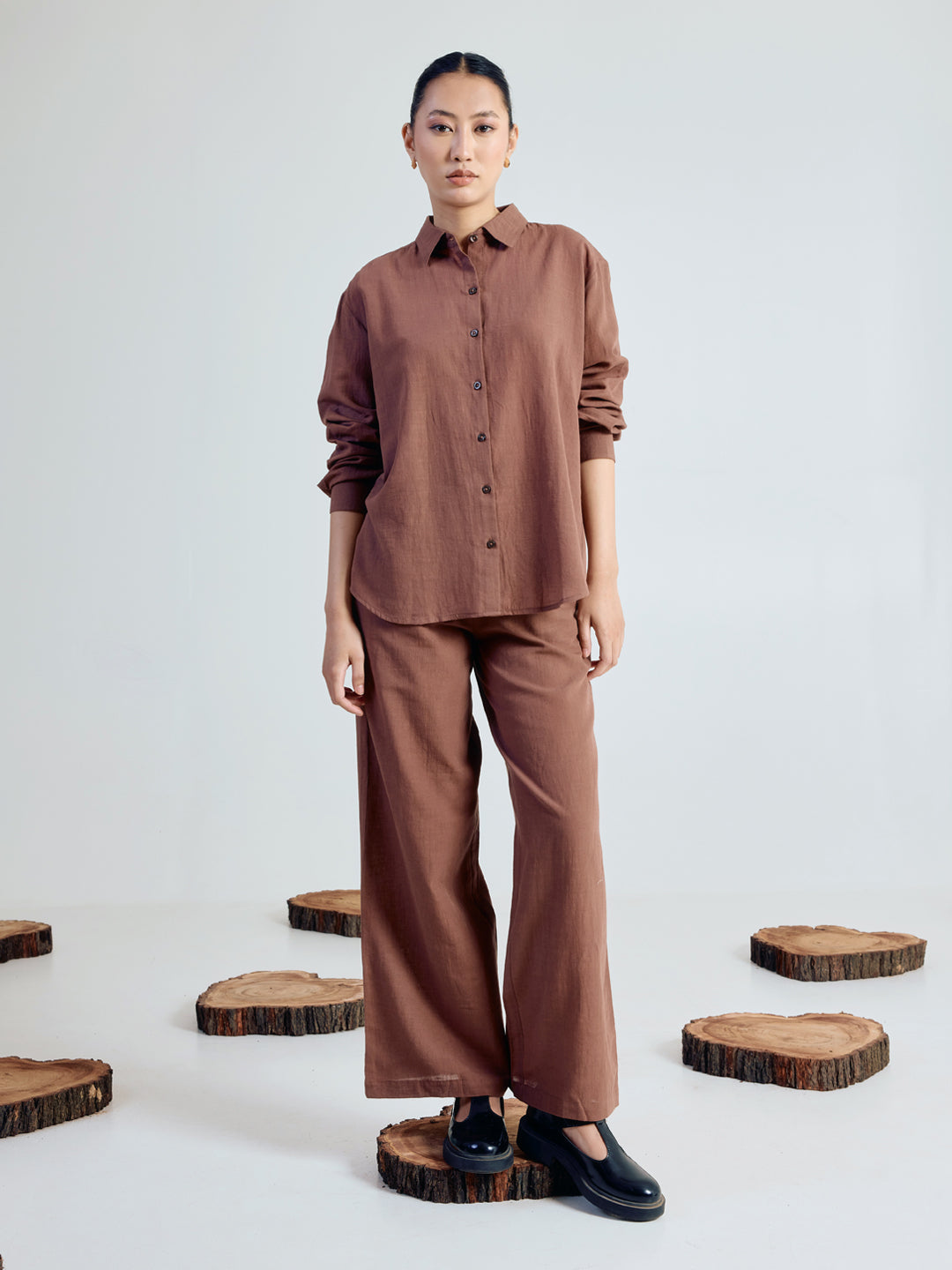 Dhiyona FL Women’s Brown Linen Blend Co ord Set