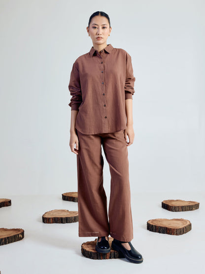 Dhiyona FL Women’s Brown Linen Blend Co ord Set