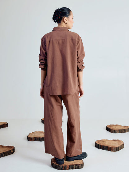 Dhiyona FL Women’s Brown Linen Blend Co ord Set