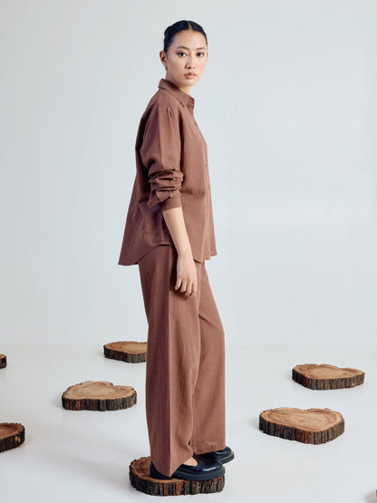 Dhiyona FL Women’s Brown Linen Blend Co ord Set