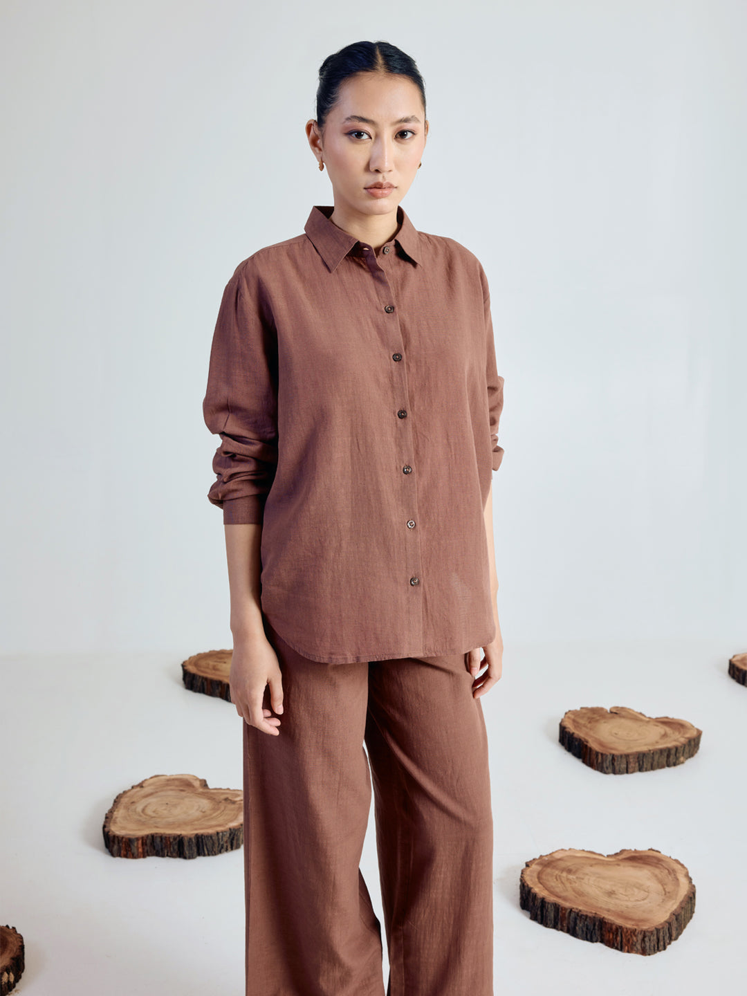 Dhiyona FL Women’s Brown Linen Blend Co ord Set