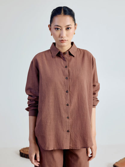 Dhiyona FL Women’s Brown Linen Blend Co ord Set