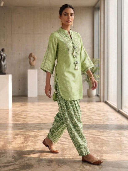 Shakti Moss Work Pemium Farshi Co-Ord Set