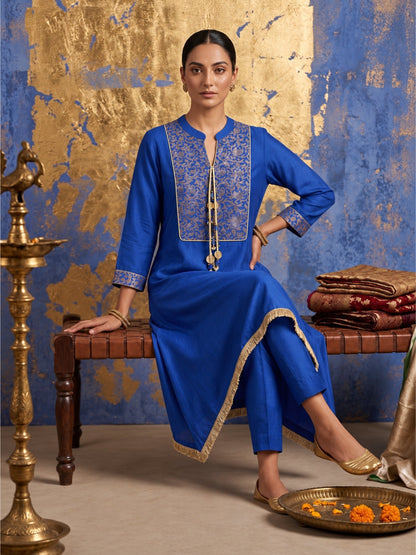 Shakti Royal Blue Festive Farshi Co-Ord Set