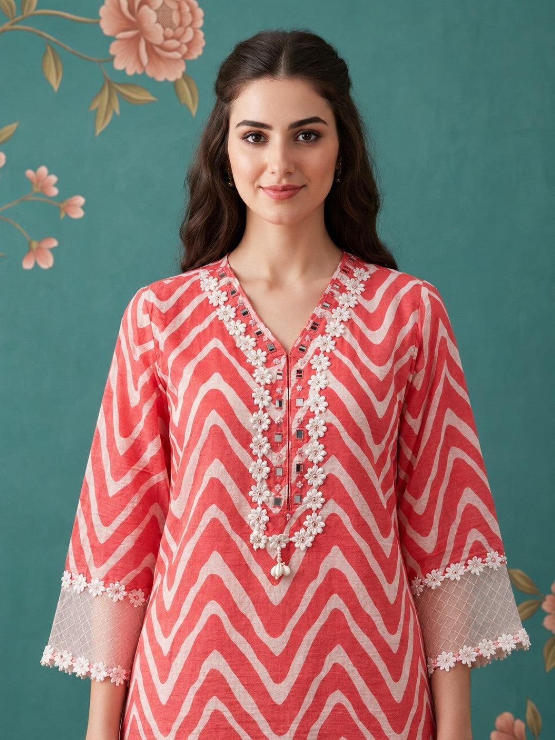 Shura crimson cotton farshi set