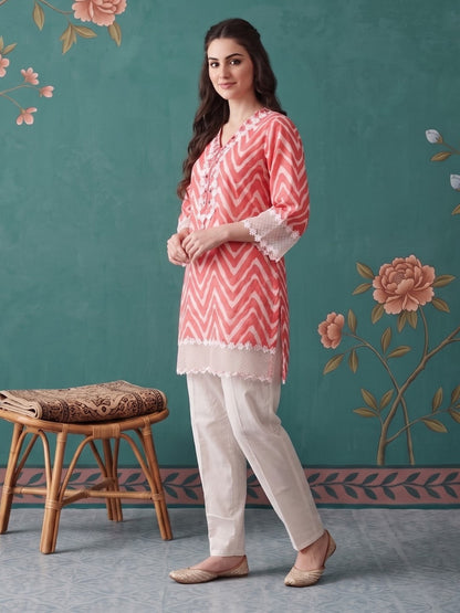 Shura crimson cotton farshi set