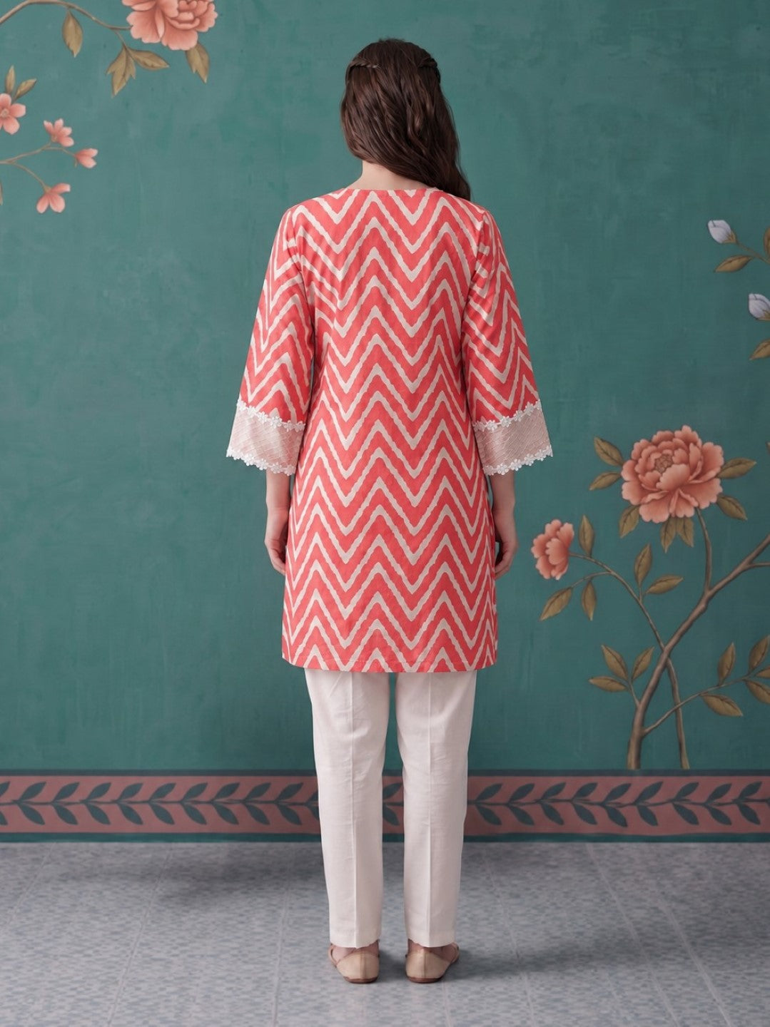 Shura crimson cotton farshi set