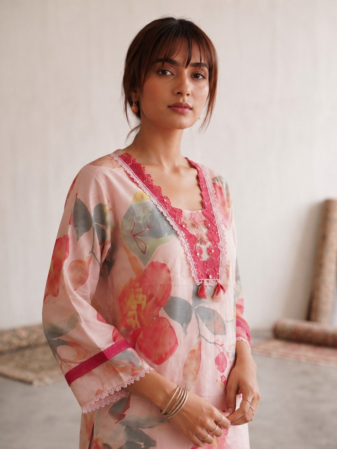 Shura Rose Cotton Farshi Set