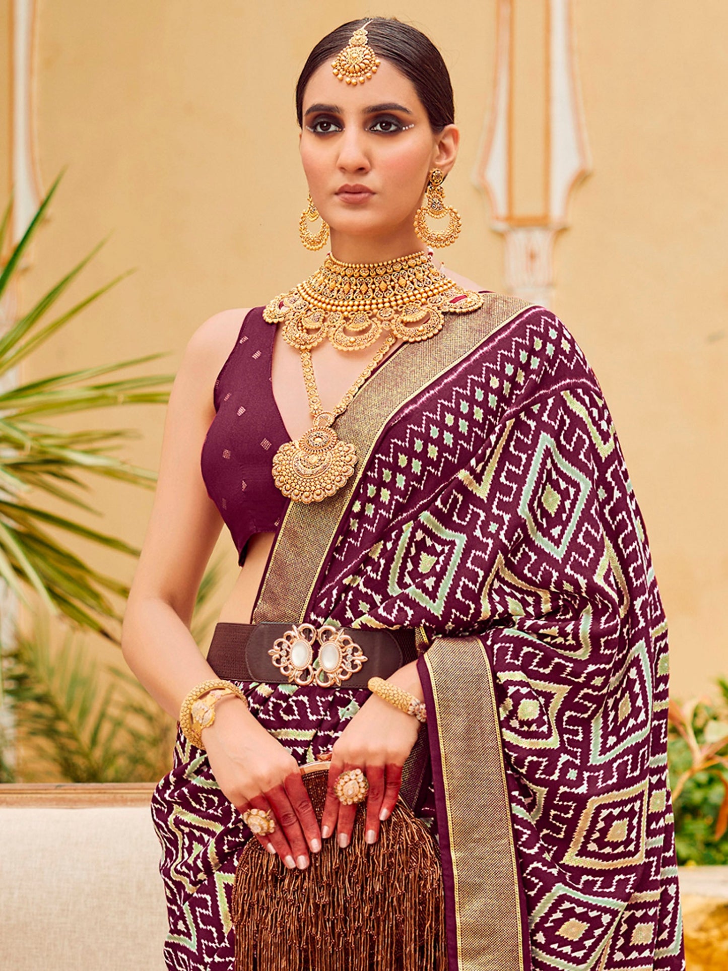 Women's Tussar Silk Purple Printed Designer Saree With Blouse Piece
