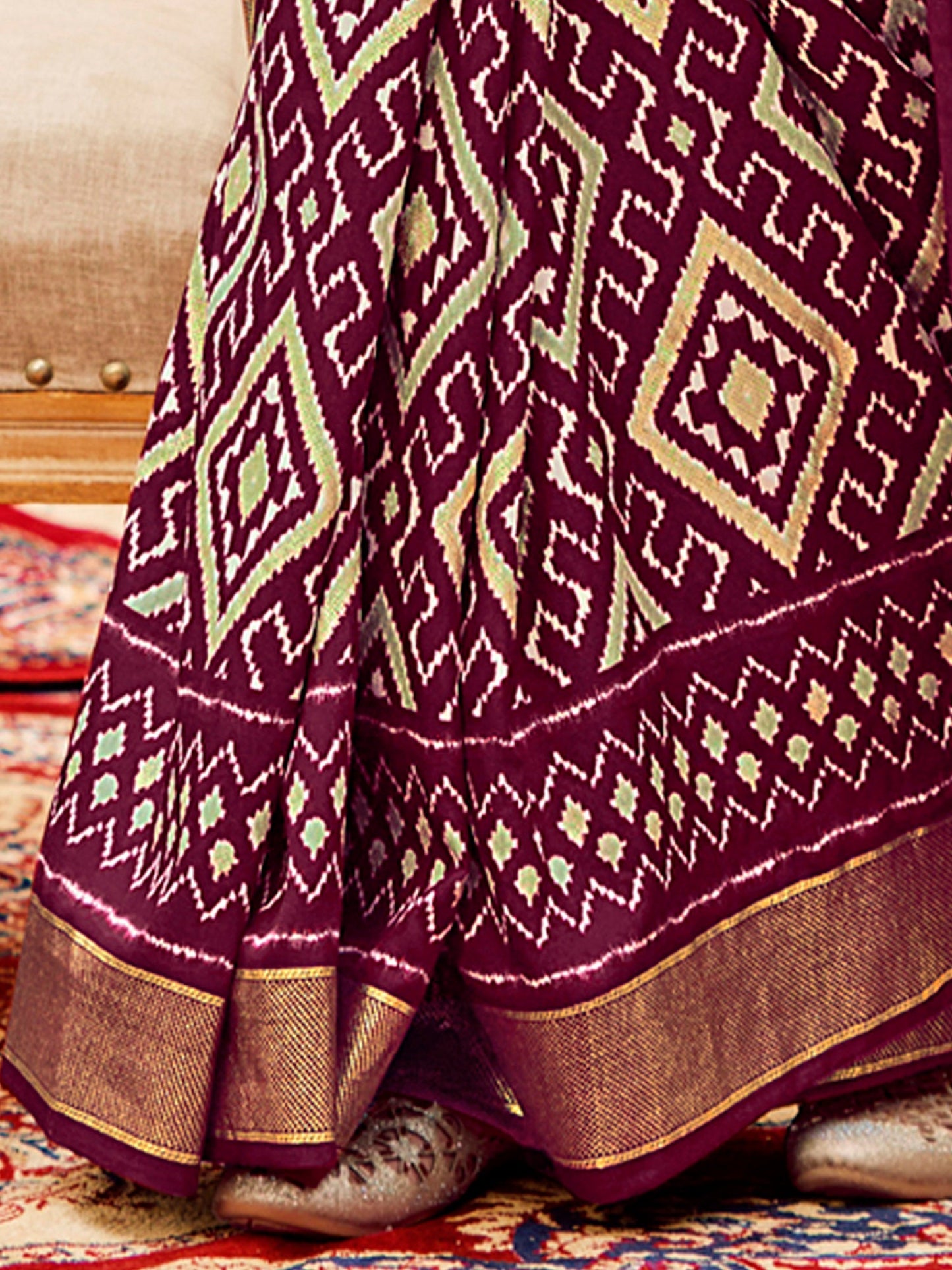 Women's Tussar Silk Purple Printed Designer Saree With Blouse Piece