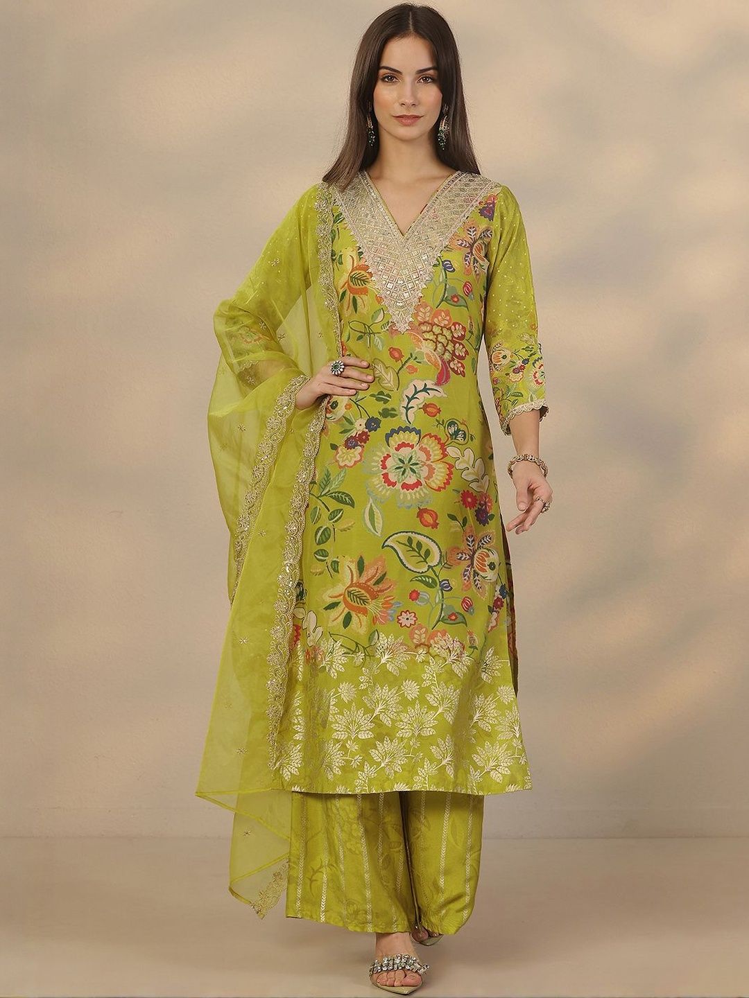 Dhiyona LL Women Floral Printed Kurta with Palazzo & Dupatta