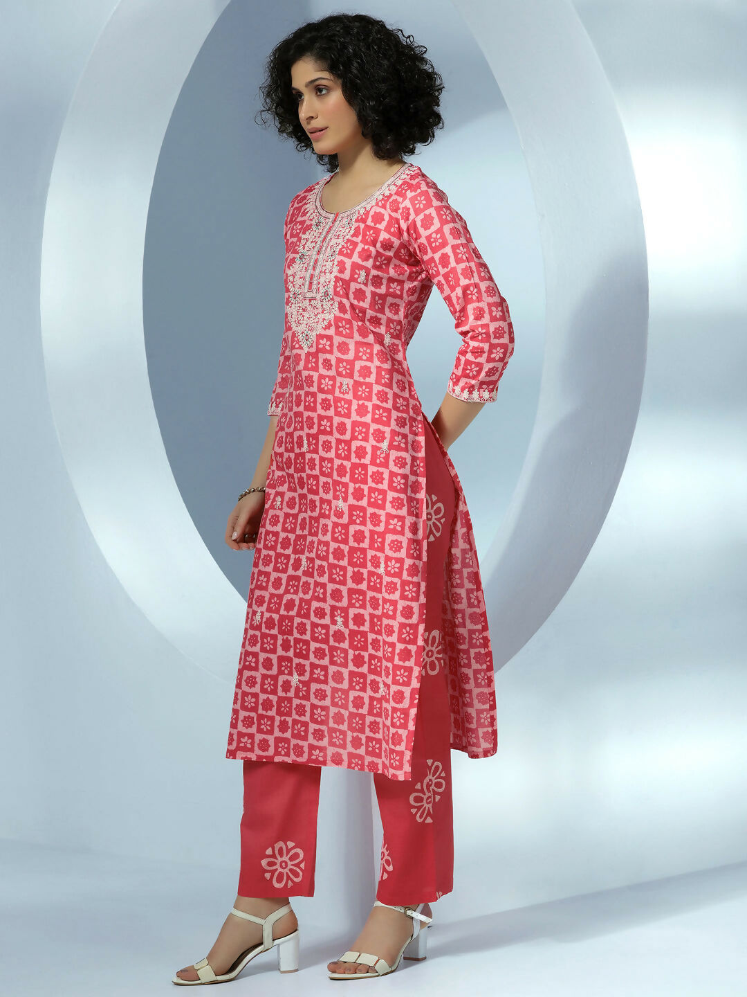 Women's LB Coral Printed Cotton Straight Suit With Dupatta