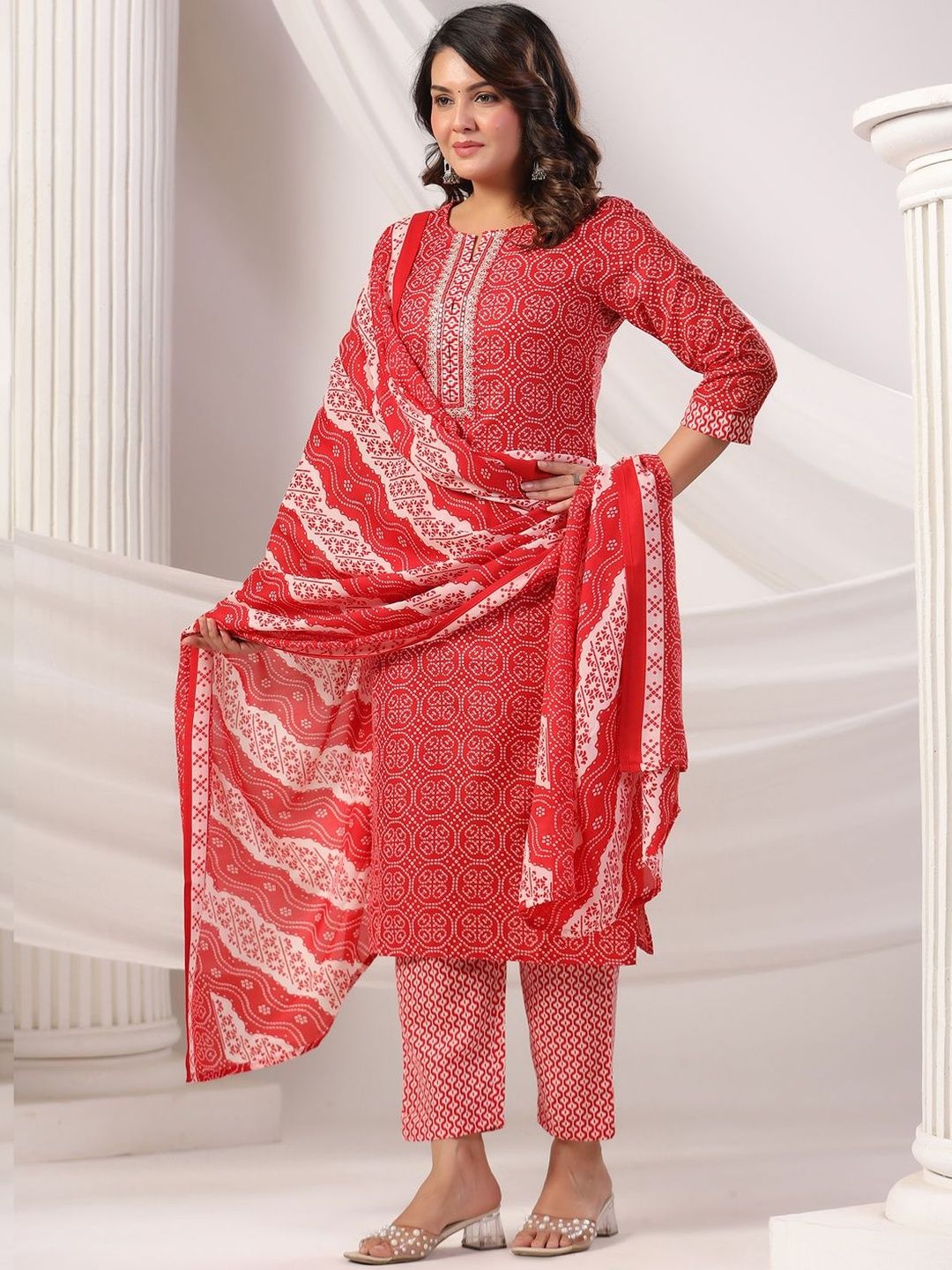 Women Ethnic Motifs Printed Regular Pure Cotton Kurta with Trousers & Dupatta