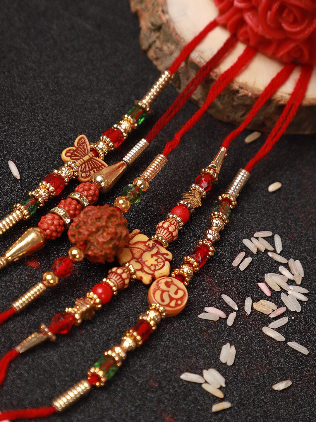 Dhiyona Set Of 5 Beaded Rakhi