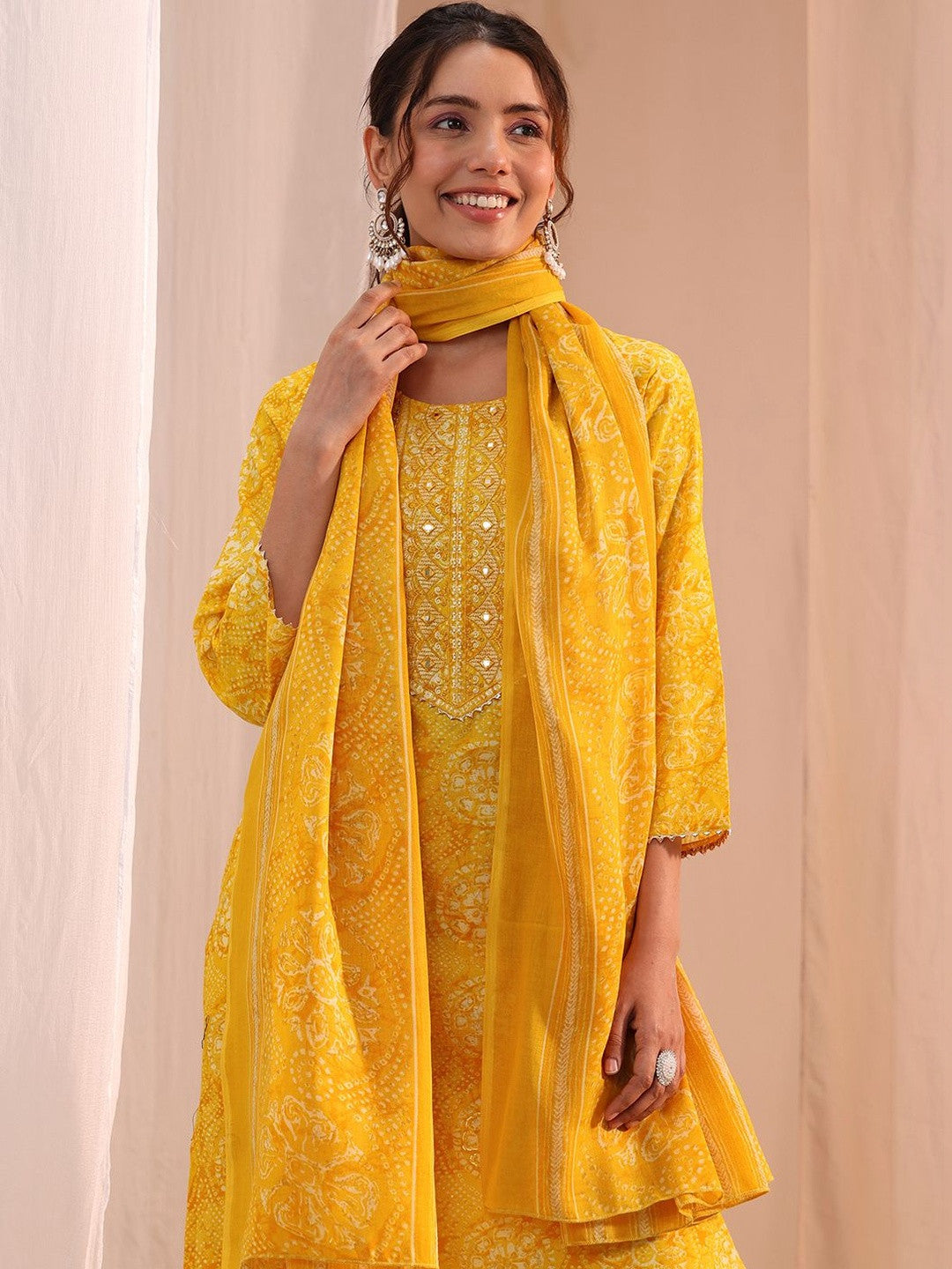 Women Ethnic Motifs Printed Regular Mirror Work Kurta with Trousers & With Dupatta