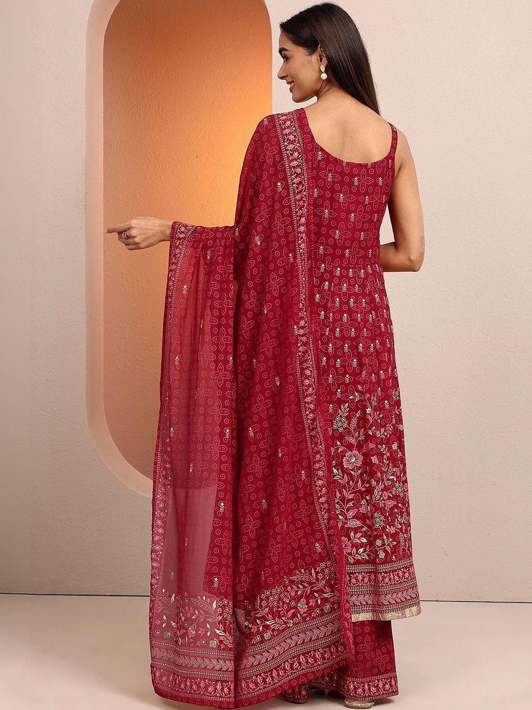 Dhiyona LL Women Ethnic Motifs Printed Regular Thread Work Kurta with Palazzos & With Dupatta