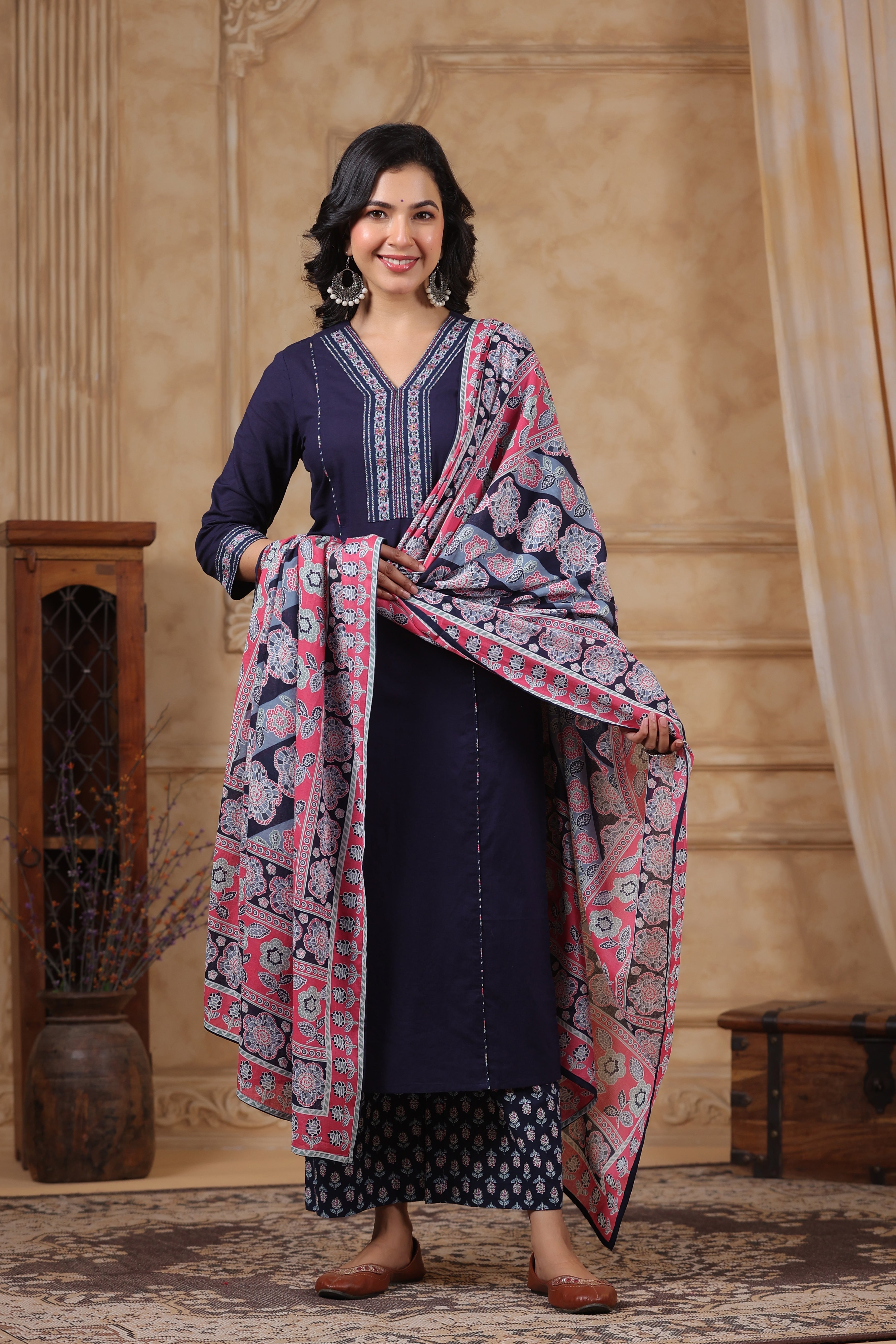 Hiya Indigo Cotton Suit Set