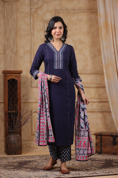 Hiya Indigo Cotton Suit Set