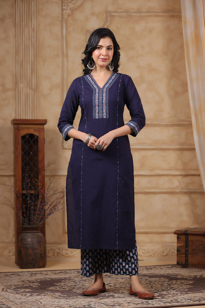 Hiya Indigo Cotton Suit Set