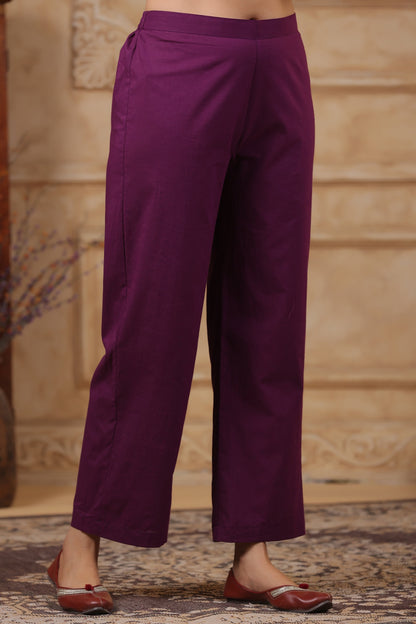 Hiya Sangria Embroidered Cotton Suit Set