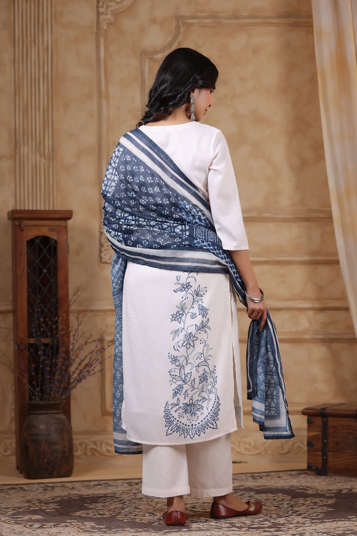 SAKSHI INDIGO PURE COTTON LINEN SUIT SET