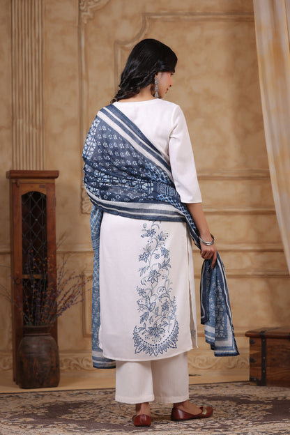 SAKSHI INDIGO PURE COTTON LINEN SUIT SET