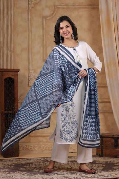 SAKSHI INDIGO PURE COTTON LINEN SUIT SET