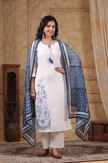 SAKSHI INDIGO PURE COTTON LINEN SUIT SET