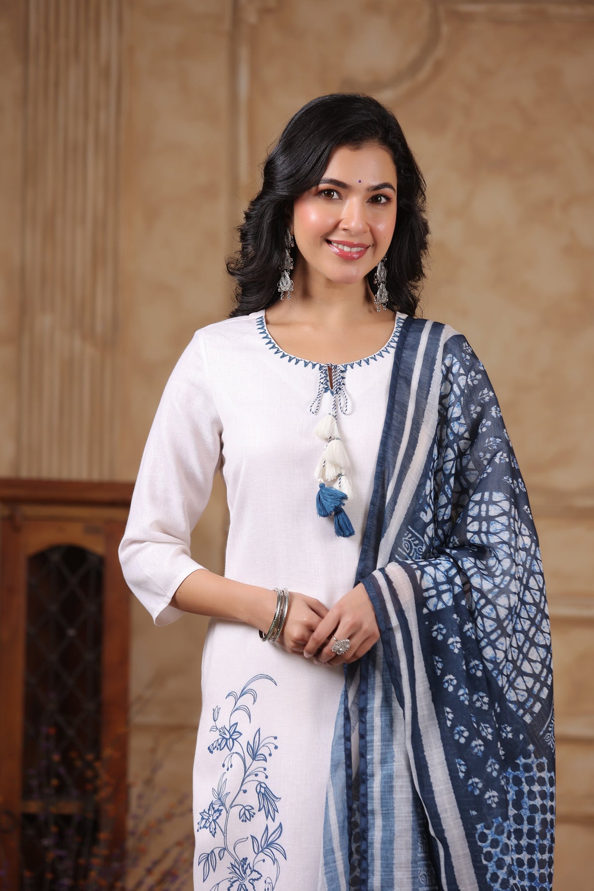 SAKSHI INDIGO PURE COTTON LINEN SUIT SET