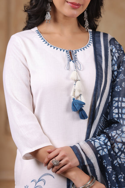 SAKSHI INDIGO PURE COTTON LINEN SUIT SET
