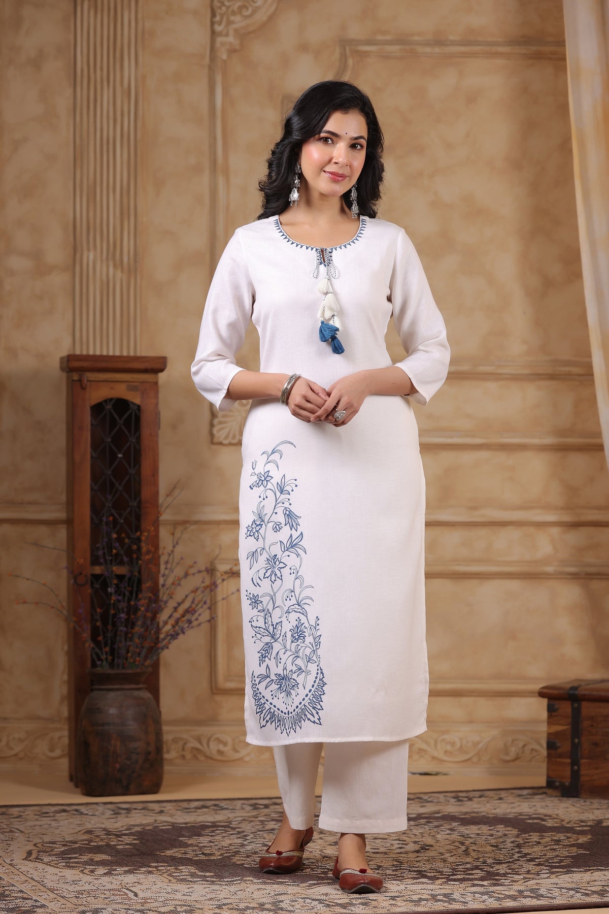 SAKSHI INDIGO PURE COTTON LINEN SUIT SET