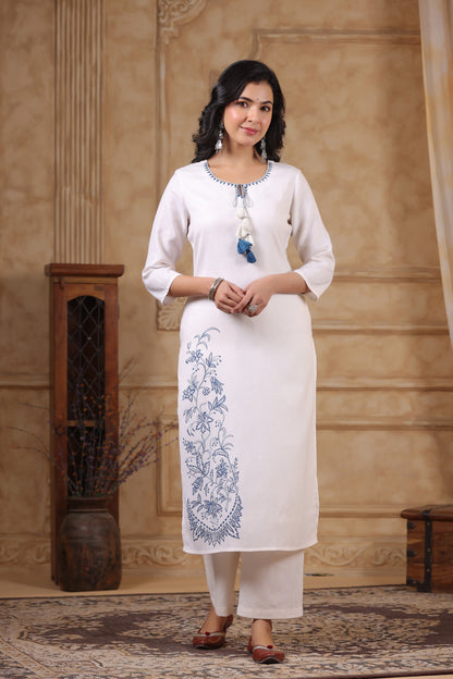 SAKSHI INDIGO PURE COTTON LINEN SUIT SET
