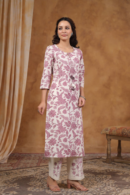 RAAGVI BLOOM PRINTED COTTON KURTA PANT SET