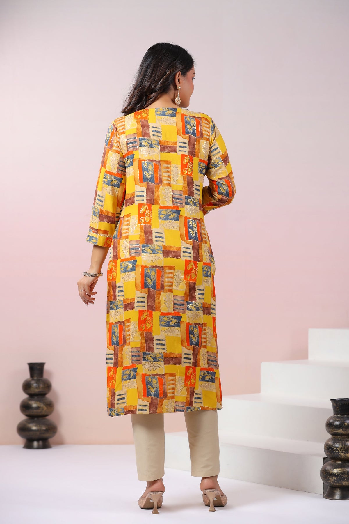 UMA CANARY PRINTED COTTON KURTI
