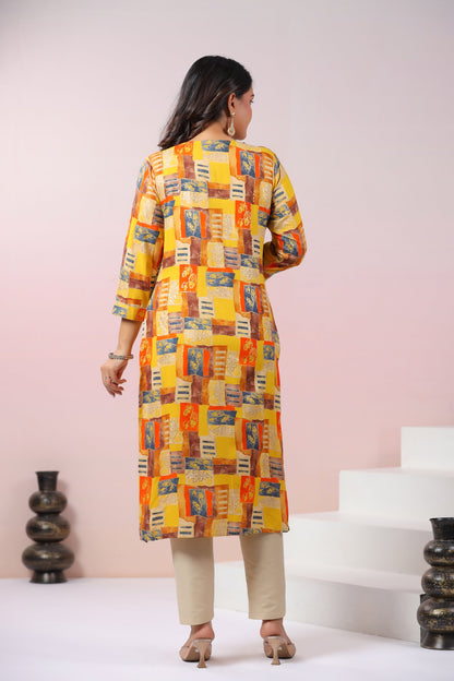 UMA CANARY PRINTED COTTON KURTI