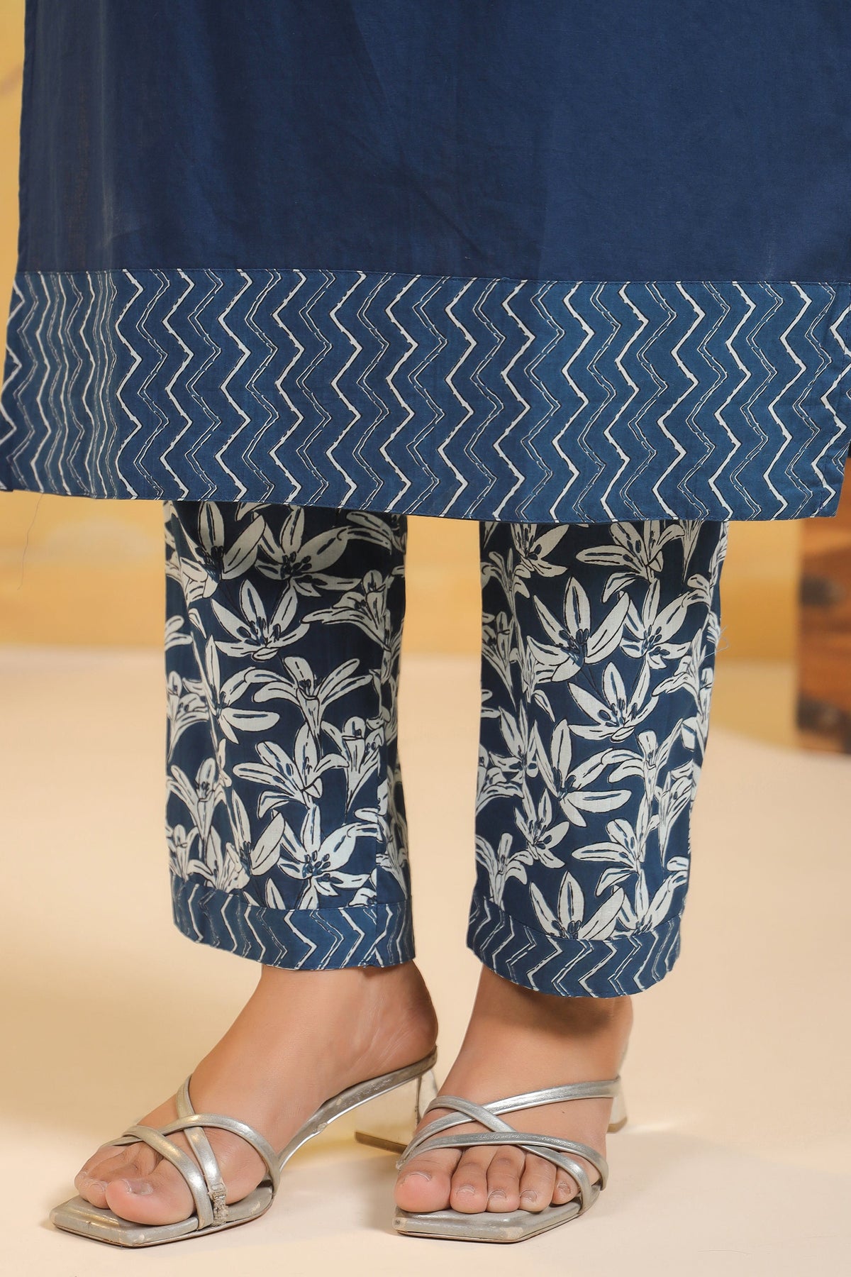 ARANYA INDIGO IKAT PRINT PURE COTTON SUIT SET