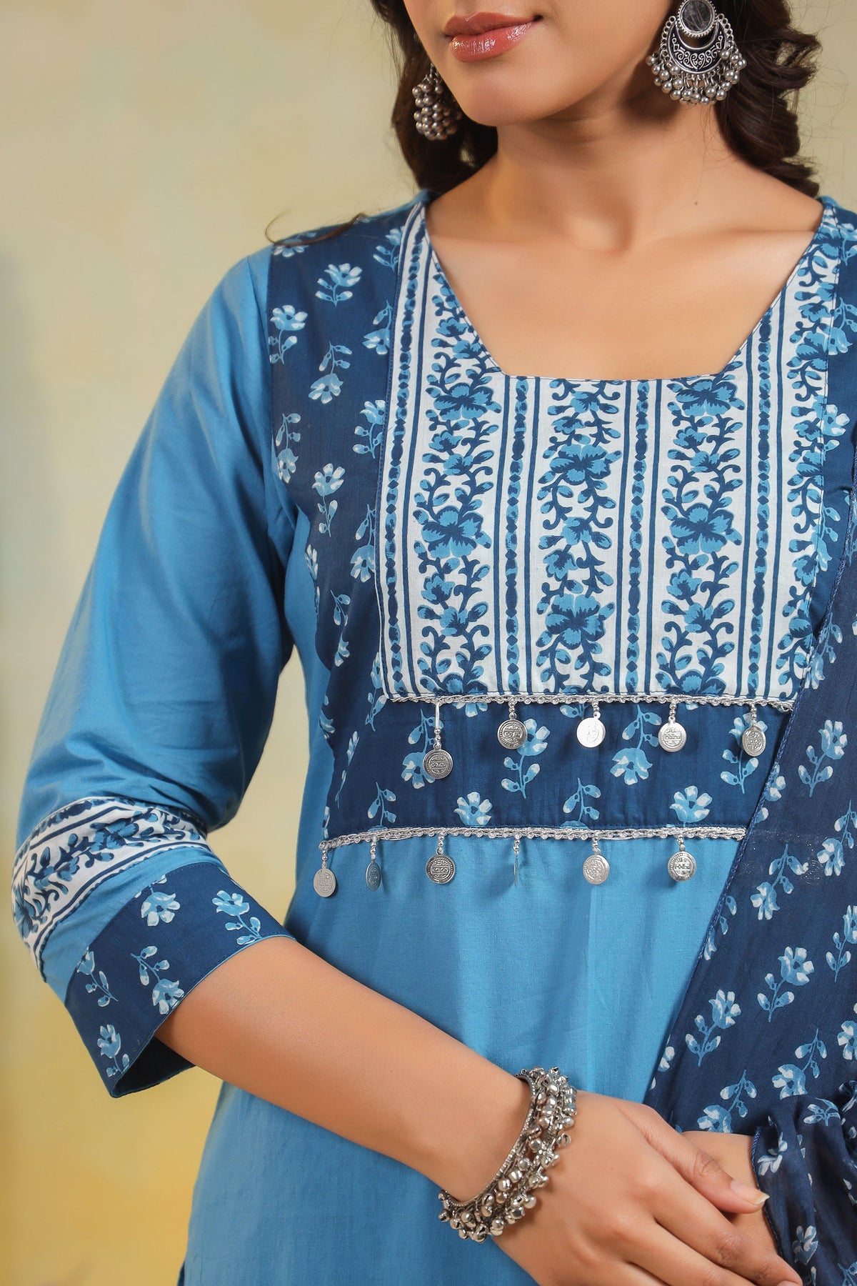 Kashwini Aqua Printed Cotton Suit Set