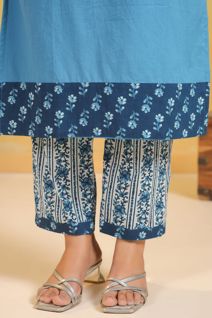 Kashwini Aqua Printed Cotton Suit Set
