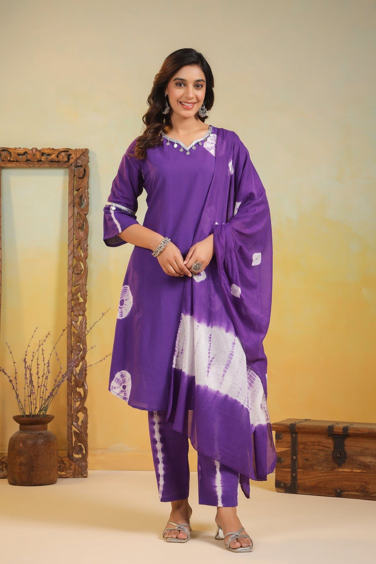SANA ORCHID Shibori COTTON SUIT SET